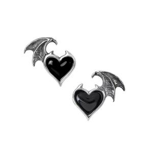 Alchemy Gothic E444 A牌朋克暗黑哥特翅膀黑色爱心形耳钉耳饰品