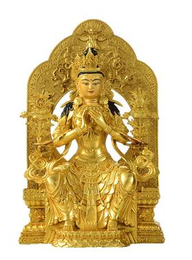 闯隆10寸强巴佛未来佛铜雕像摆件