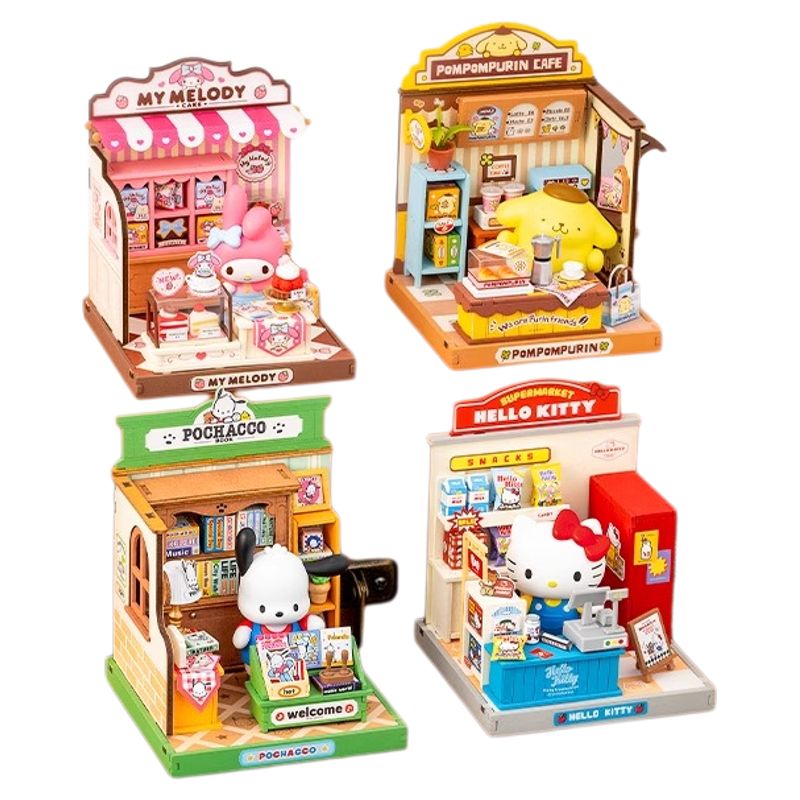 rolife若来三丽鸥家族萌趣店长美乐蒂草莓甜心屋DIY小屋儿童积木