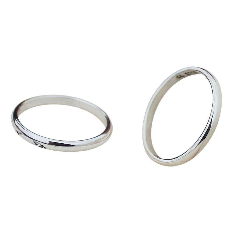 纯银素圈戒指女ins潮简约刻字小指指环尾戒男小众食指日韩999足银