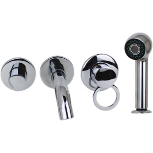 浴室柜面盆龙头洗脸盆三四孔冷热开关入墙式四件套花洒水龙头抽拉