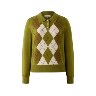 Eland衣恋毛衣女时尚菱格长袖套头针织衫2025冬季新款