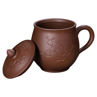 宜兴紫砂杯男士茶杯主人杯大陶瓷带盖杯家用办公室杯子单个喝茶杯