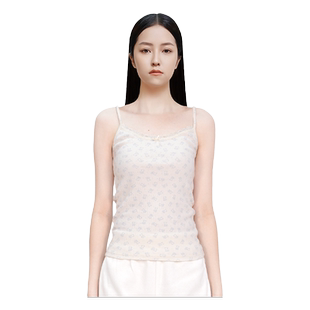 BM吊带背心女2026新款夏季小熊印花蕾丝蝴蝶结内穿外搭纯欲风上衣