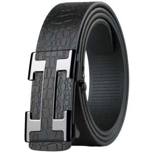 2025新款男士内穿皮带自动扣腰带男款中青年商务鳄鱼纹真皮裤腰带