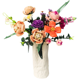 扭扭棒花瓶乐高花束玫瑰永生花积木lego花瓶陶瓷白色水培鲜花摆件