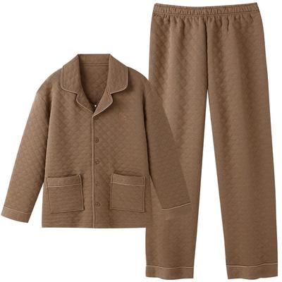 睡衣男秋冬款纯棉夹层加厚家居服
