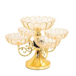 高档轻奢水晶果盘家用客厅茶几旋转水果盘塑料透明零食干果糖果盘