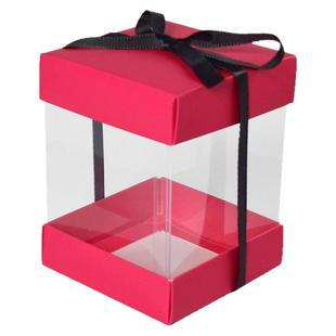迷你方形透明展示盒现货蝴蝶结粉色小号可爱礼折叠物盒迷你包装盒