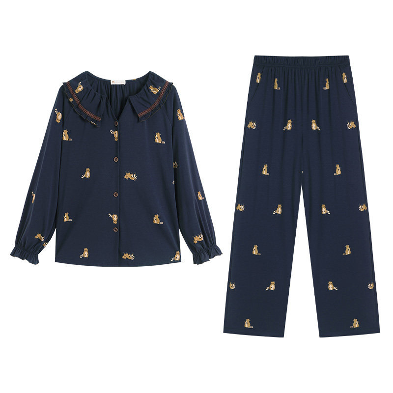 春秋季柔软棉情侣休闲家居服套装