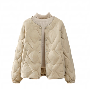 秋冬新款轻薄羽绒服女内胆白鸭绒短款内搭轻便小个子宽松圆领外套