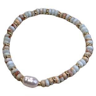 天然寿山石珍珠手链女夏天轻奢小众精致手串2024年新款串珠手饰品