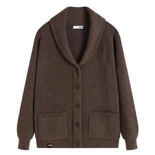 it izzue青果领毛衣男开衫外套冬季加厚宽松毛衫男士老钱风针织衫