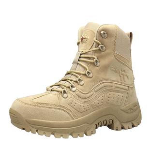 作战靴男正版真皮拉链款战靴超轻夏季战术靴中邦沙漠靴男登山鞋