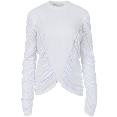 CALVINLUO几何线条褶皱长袖上衣