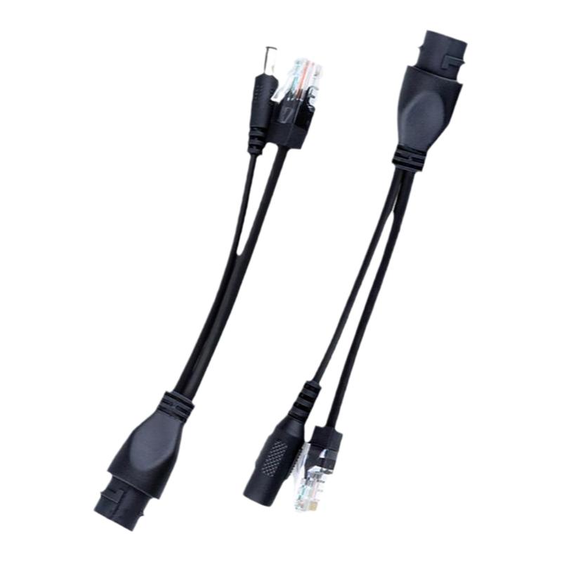 翰康POE分离器监控专用千兆百兆12V-15V非标电源一分二直通型分线器室内外防水网络摄像头国标带隔离供电模块