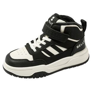 百丽童鞋女童时尚百搭高帮板鞋儿童冬季加绒保暖运动鞋男童二棉鞋