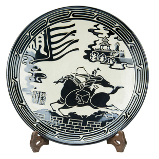 推荐胡服骑射装饰陶瓷盘子摆件家居挂盘墙饰邯郸特色工艺礼品