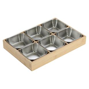 创意九宫格餐具商用火锅店烤肉店牛肉蔬菜拼盘竹木盒托盘分格餐盘