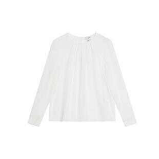 【桑蚕丝】CLUB MONACO女士夏轻奢简约圆领抽褶通勤百搭衬衫