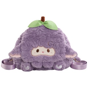 古力古力可爱茄子小羊双肩背包毛绒玩偶包女生日礼物大脸书包礼品