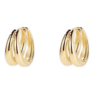 DODOGOGO金属双层圈圈耳环女2025年新款爆款小众耳扣素圈金色耳饰