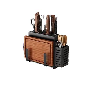 免打孔刀架筷子筒一体壁挂式置物架厨房菜刀架砧板菜板架收纳多层