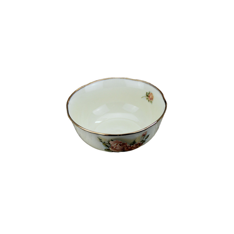 韩版釉中彩描金玫瑰陶瓷饭碗