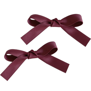 儿童红色丝绒蝴蝶结双马尾发夹百搭甜美一对装新年氛围感飘带对夹