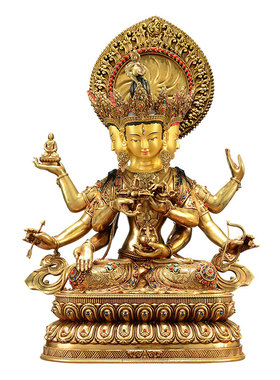 全鎏金尊胜佛母铜像摆件