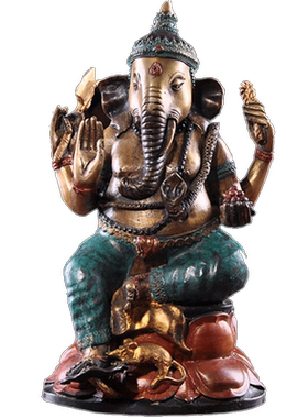 异丽泰国象鼻财神禅意风工艺品