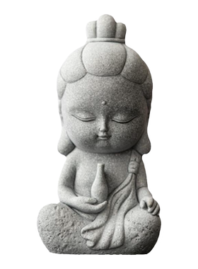 晨翔青砂石幼观音小佛像茶宠摆件