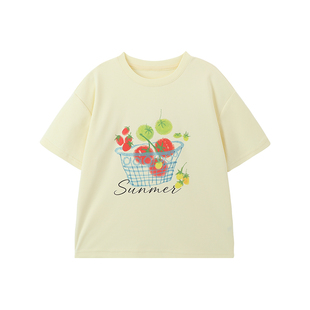 布丁哈鲁夏装女童童装洋气上衣2026夏季新款儿童清新百搭短袖T恤