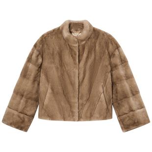 诗篇专选经典奢华立领短款水貂外套整貂皮草2025冬季新款