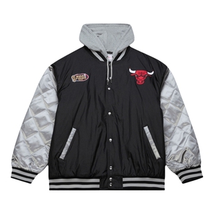 NBA官方Mitchell&Ness公牛湖人早春外套男经典百搭保暖夹棉夹克