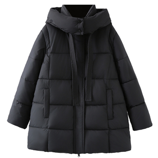 棉衣女冬季大码中长款2025年新款胖mm200斤韩版宽松带帽棉服外套