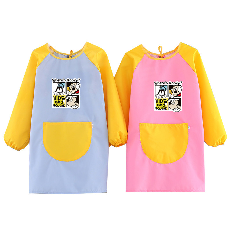 儿童围裙长袖宝宝小清新班服罩衣定制画画衣吃饭防水防油男女定制