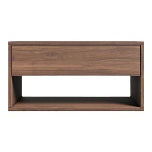 意式极简胡桃木色床头柜小型现代简约卧室家用储物边柜简易小柜子