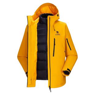 [羽绒版]骆驼雨神巡洋舰冲锋衣男女三合一羽绒服秋冬加绒加厚外套