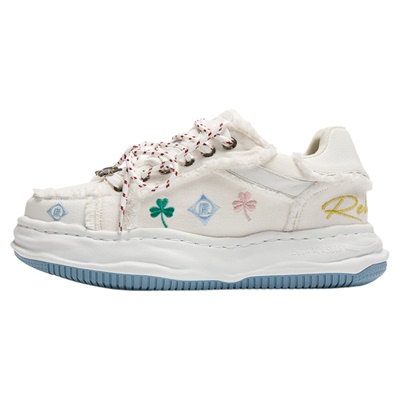 RELAXURSELF手工刺绣情侣小白鞋