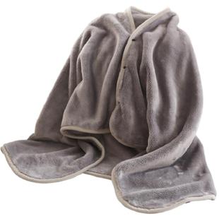 出口加厚加密珊瑚绒宿舍披肩毯小毛毯盖腿带扣子披风午睡沙发毯子