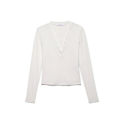 FRAME女士弹力紧身长袖上衣领口纽扣设计