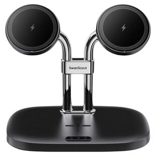 白鹄SwanScout706SM 适用三星S26 25 Z Flod7全系列 Galaxy Buds耳机三合一双手机磁吸无线充电器快充支架