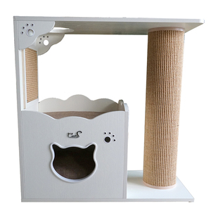 CatS猫家具两层木制猫爬架 猫屋剑麻猫抓柱H3b 送全套垫 包邮