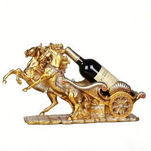 欧式创意双战马红酒架子摆件家用客厅高档时尚现代轻奢酒柜装饰品