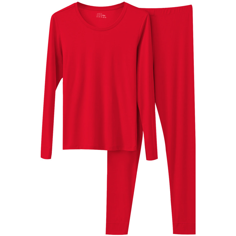 本命年秋衣秋裤套装男纯棉大红色保暖内衣2026新款属马结婚棉毛衫