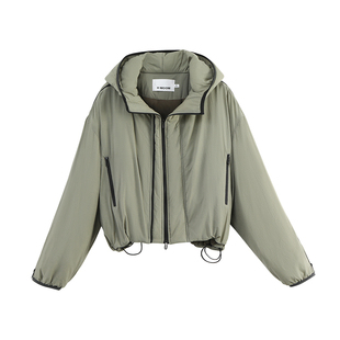 【商场同款】X--MOOM2025冬季新款软糯夹棉短外套泡芙连帽棉服女