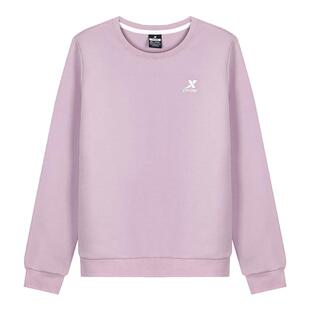 特步春季加绒卫衣女运动上衣2026新款圆领套头衫白色休闲长袖T恤