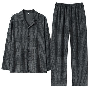 乌拉拉公主男士睡衣纯棉春秋季高级感印花开衫2025年新款家居服夏