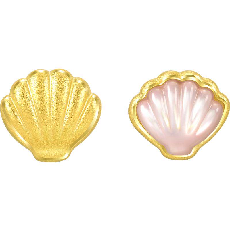 周生生黄金爱情密语贝母贝壳耳钉女耳饰可93526E定价